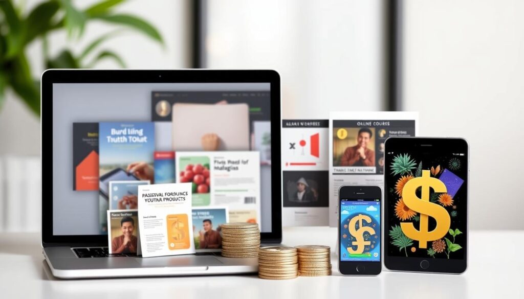 Pelbagai produk digital seperti e-buku dan kursus dalam talian