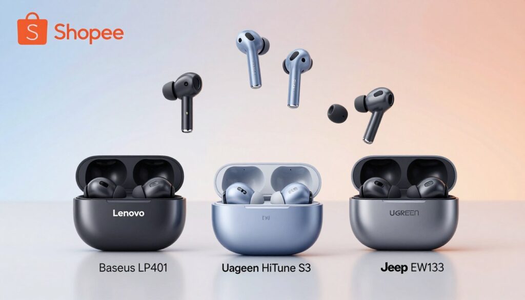 Koleksi 5 wireless earbuds murah terbaik Shopee bawah RM100