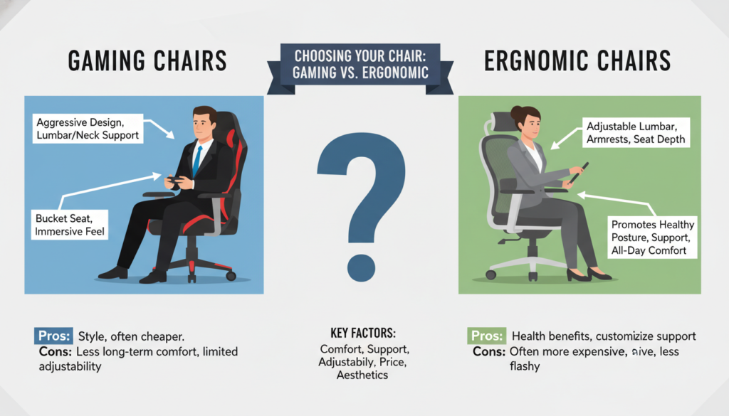 Panduan memilih kerusi gaming vs kerusi ergonomik di Shopee